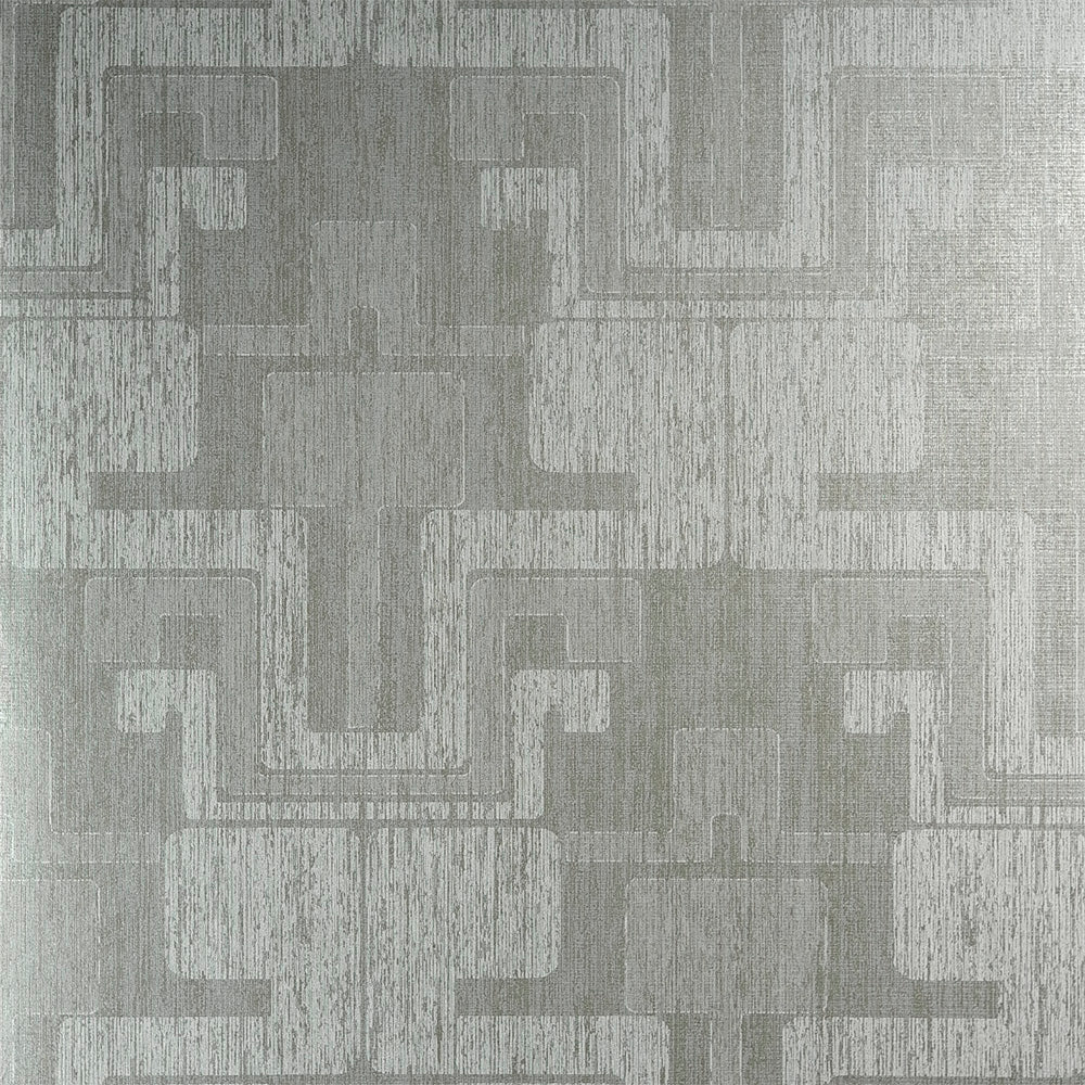 Modern Metallic Geometric Grey and White Wallpaper R3904