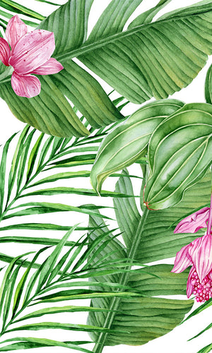 botanical tropical waiting room wallpaper
