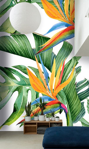 tropical botanical waiting room wallpaper