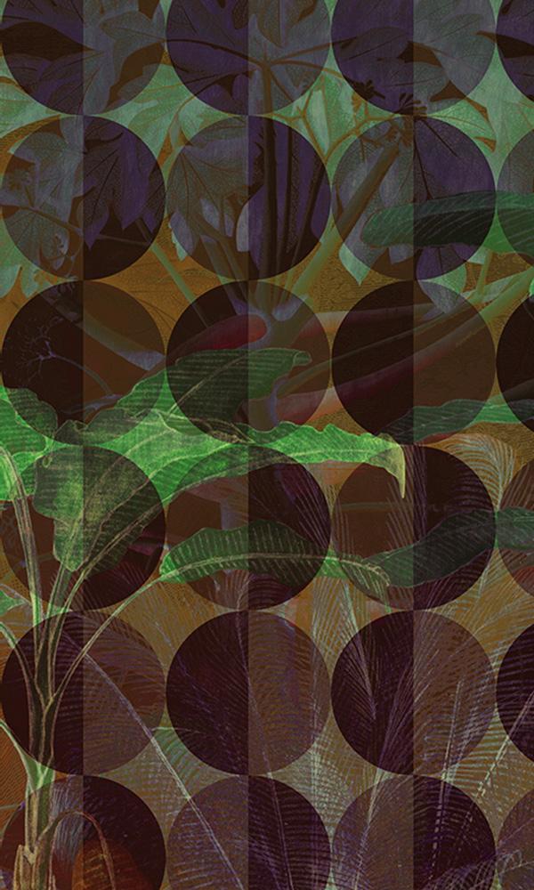 geometric nature mural wallpaper