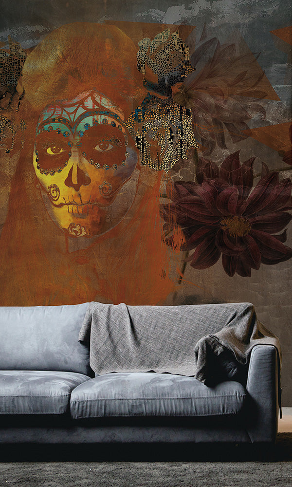 day of the dead mexican mural wallpaper