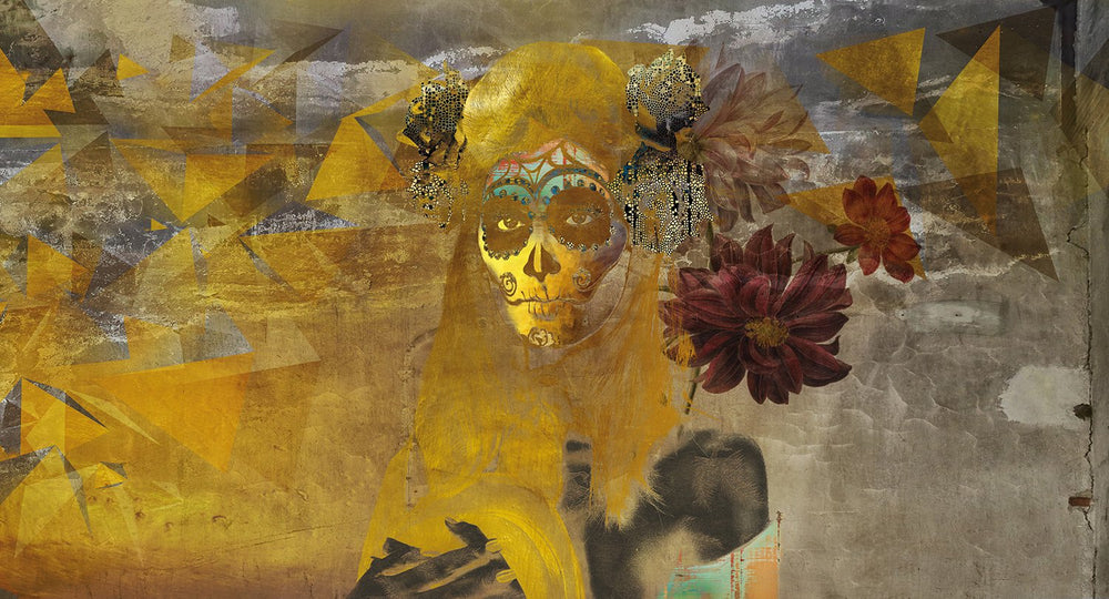 day of the dead mexican mural wallpaper