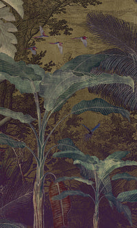 tropical jungle illustration mural wallpaper