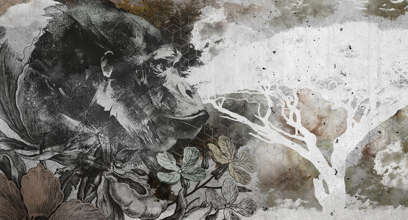 african nature illustration mural wallpaper