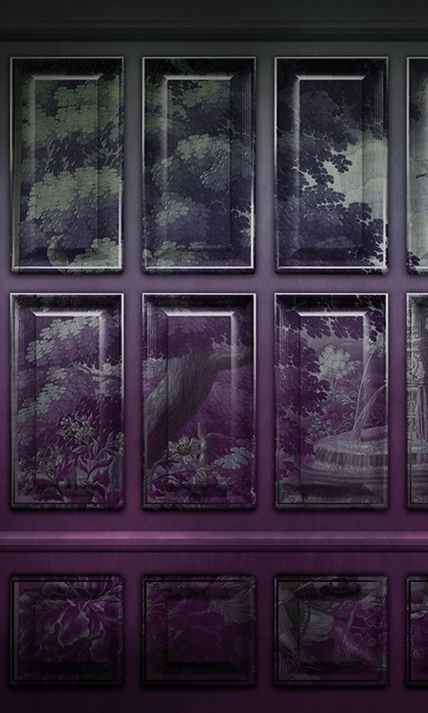 faux art panels wainscot mural wallpaper