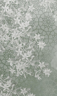 geometric floral collage mural wallpaper