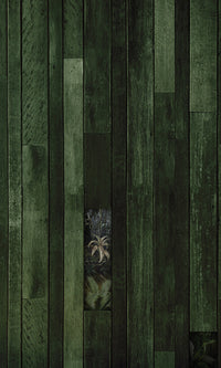 leaves through wood faux mural wallpaper