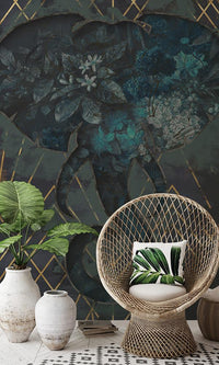 floral elephant mural wallpaper
