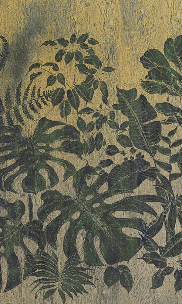 large printed botanical leaves mural wallpaper