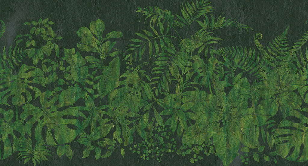 large printed botanical leaves mural wallpaper