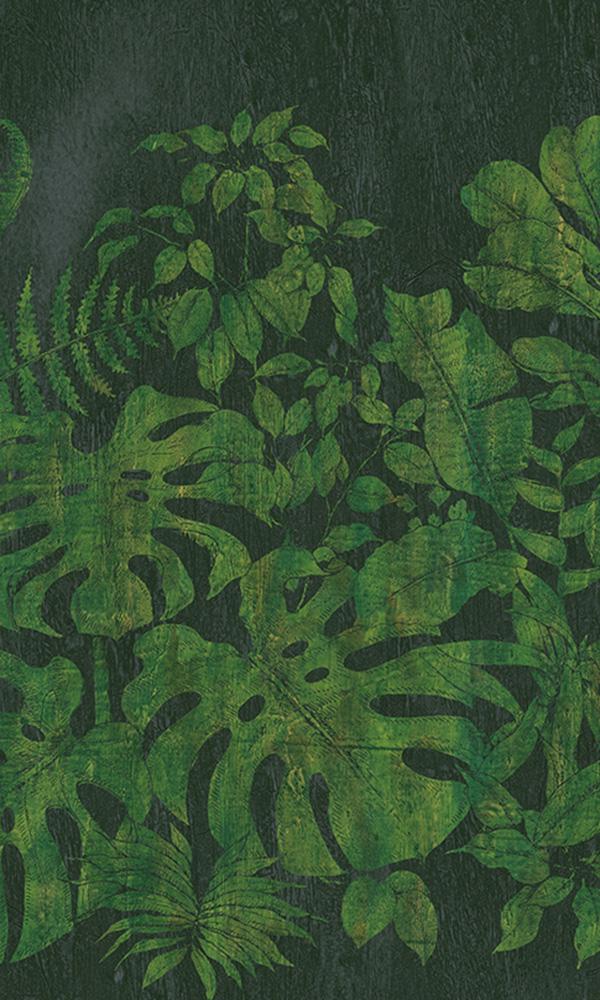 large printed botanical leaves mural wallpaper