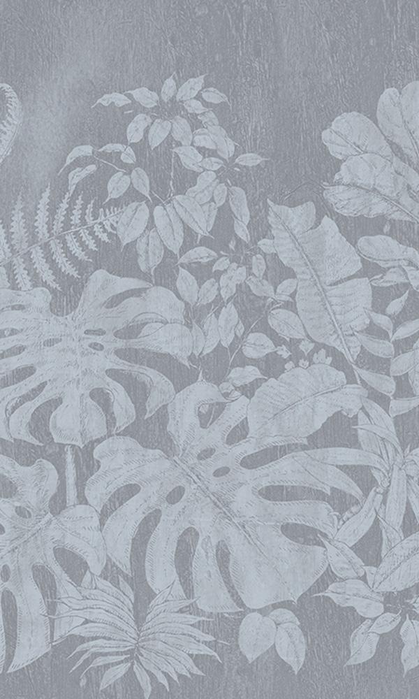 large printed botanical leaves mural wallpaper