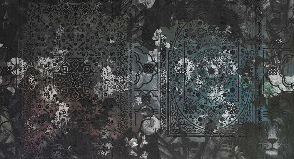 ornamental floral collage mural wallpaper