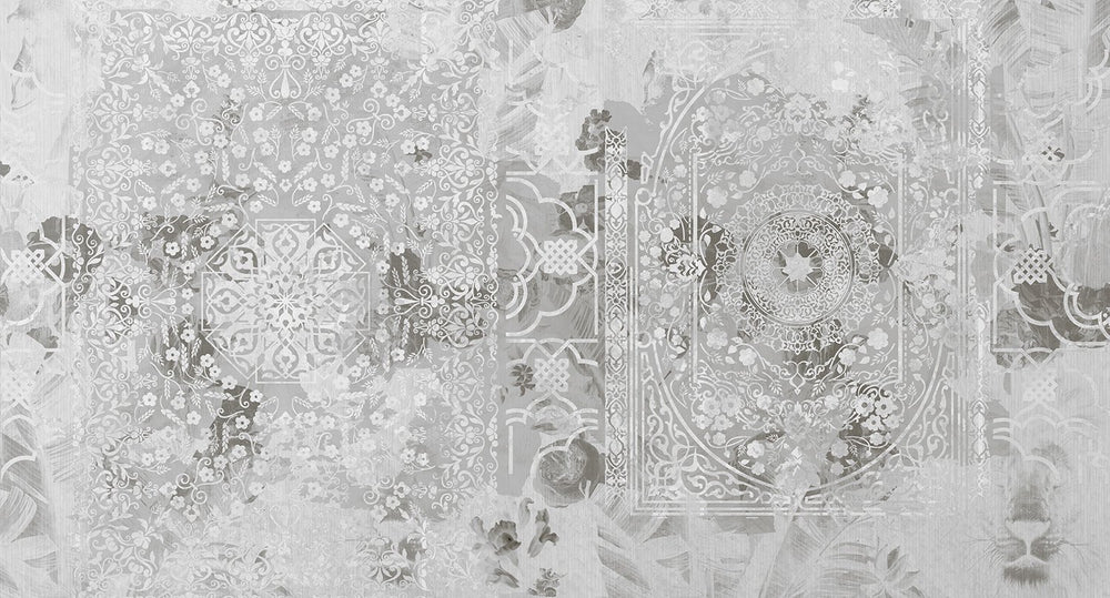 ornamental floral collage mural wallpaper
