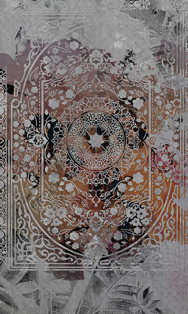ornamental floral collage mural wallpaper