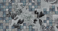 faux tile floral mural wallpaper