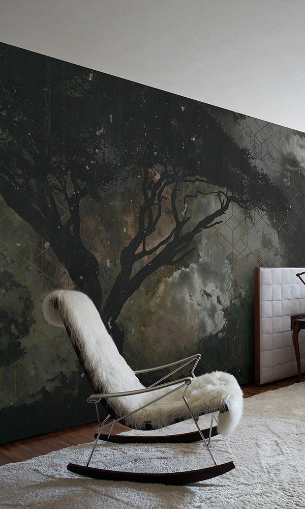 abstract galaxy landscape mural wallpaper