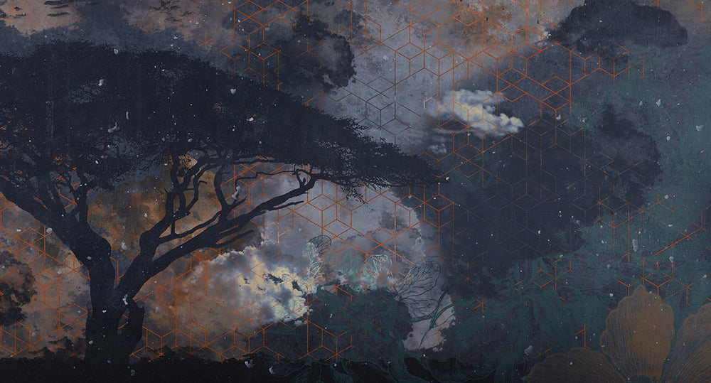 abstract galaxy landscape mural wallpaper