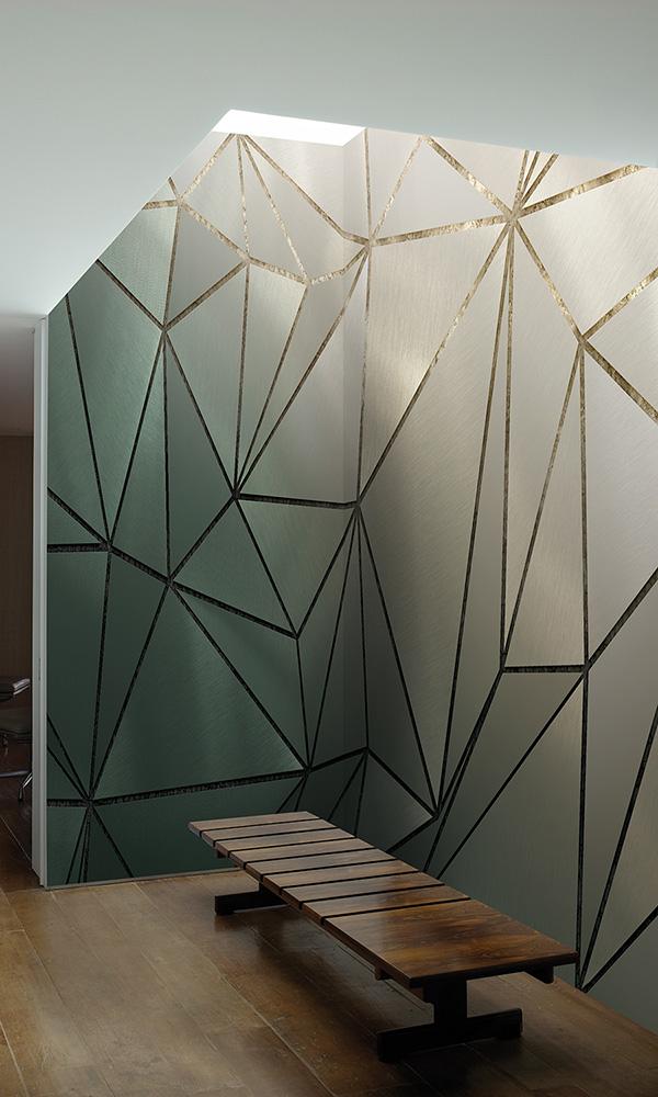 faux metal geometric mural wallpaper