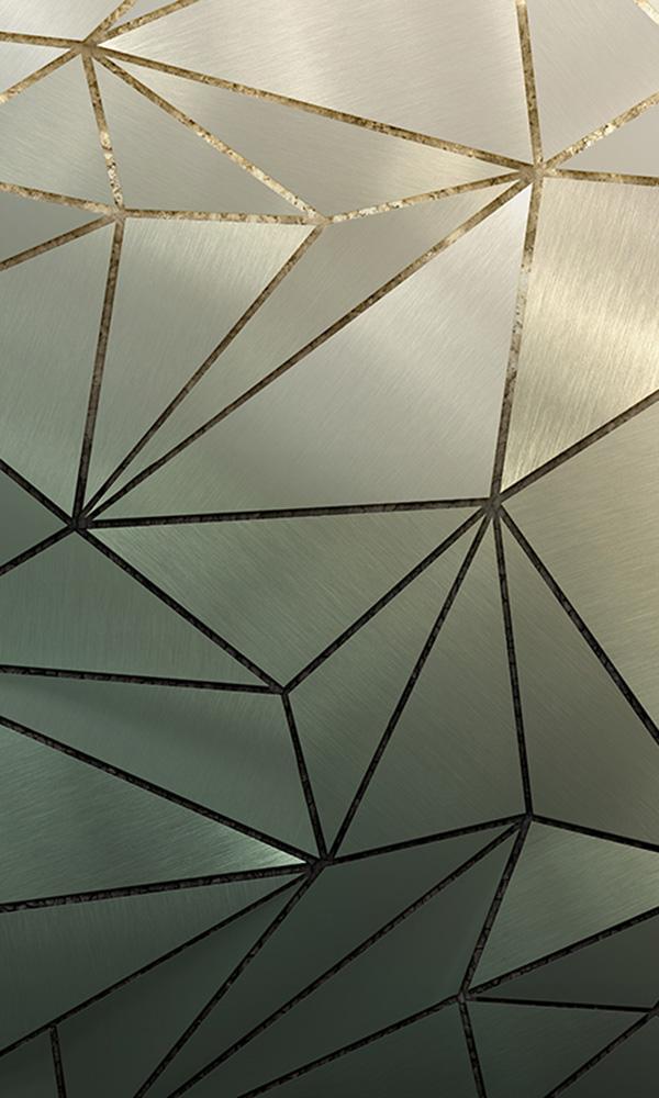 faux metal geometric mural wallpaper