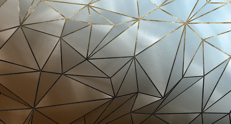 faux metal geometric mural wallpaper