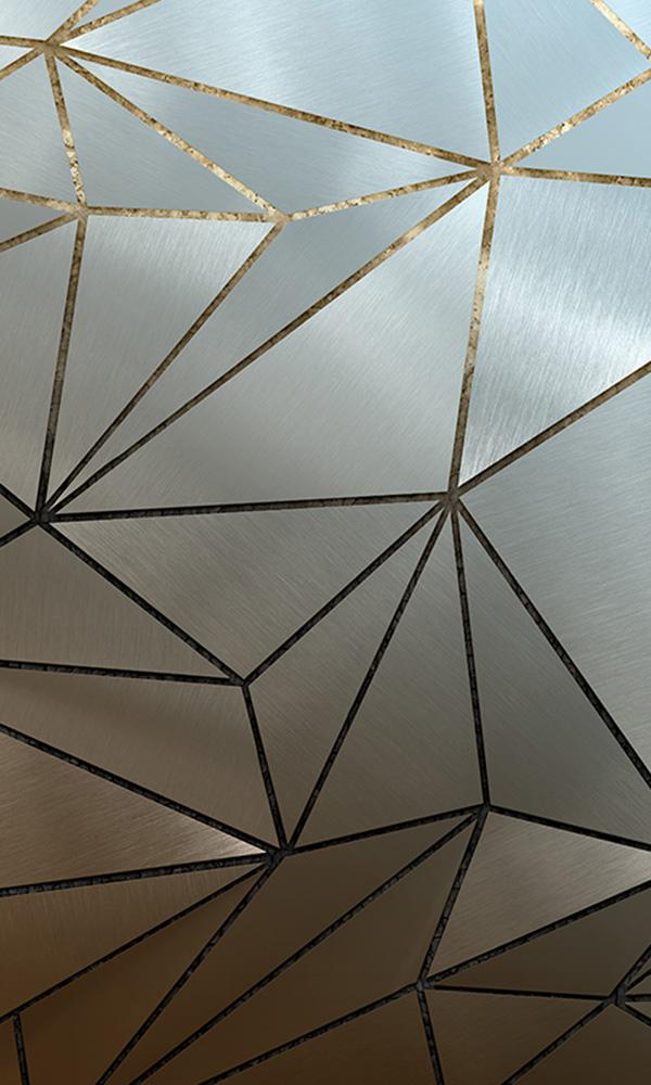faux metal geometric mural wallpaper