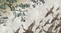 soaring oriental birds mural wallpaper