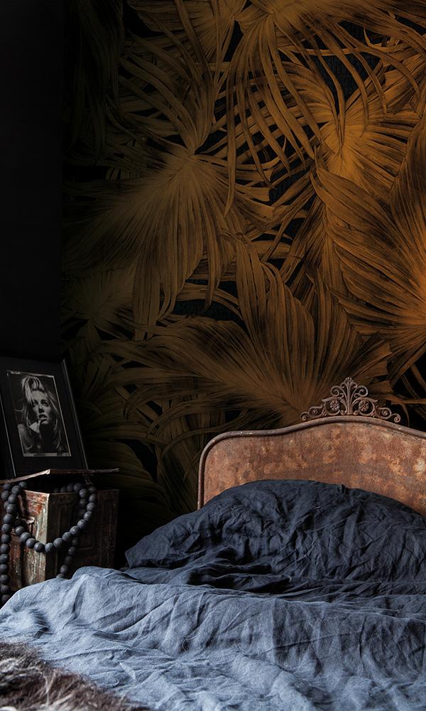 large flowing jungle botanicals mural wallpaper