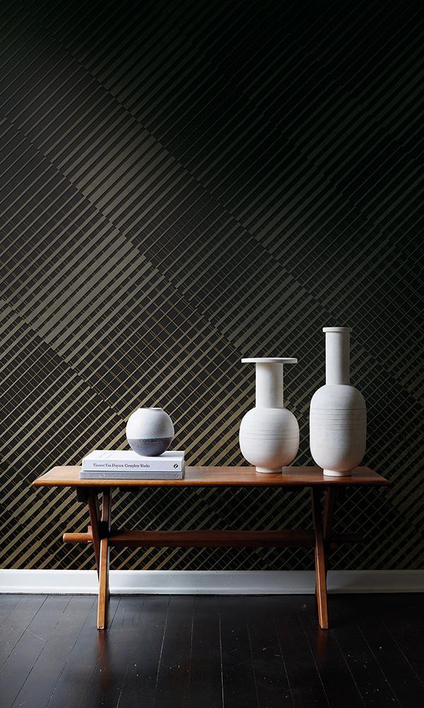 metallic geometric mural wallpaper
