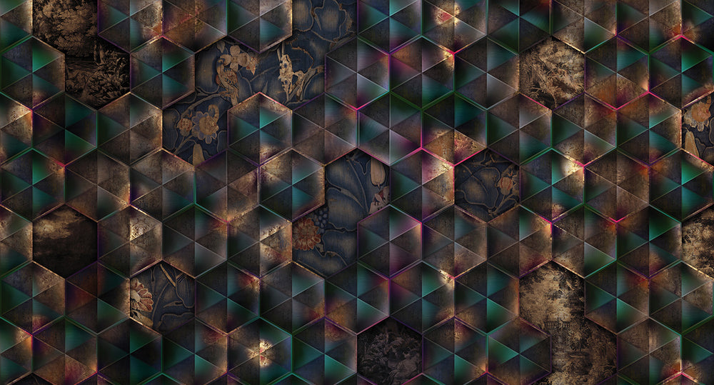 reflective tiles mural wallpaper