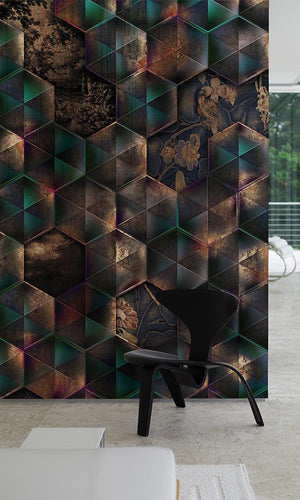 reflective tiles mural wallpaper