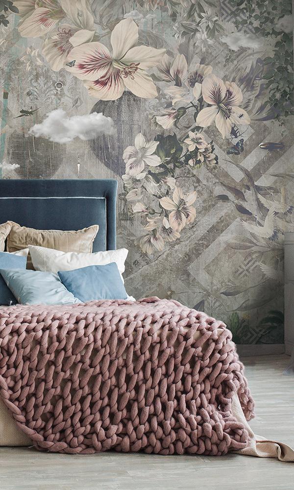 floral mandala landscape mural wallpaper