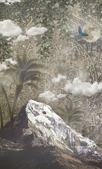 floral mandala landscape mural wallpaper