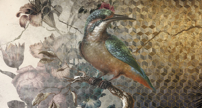 floral bird mural wallpaper