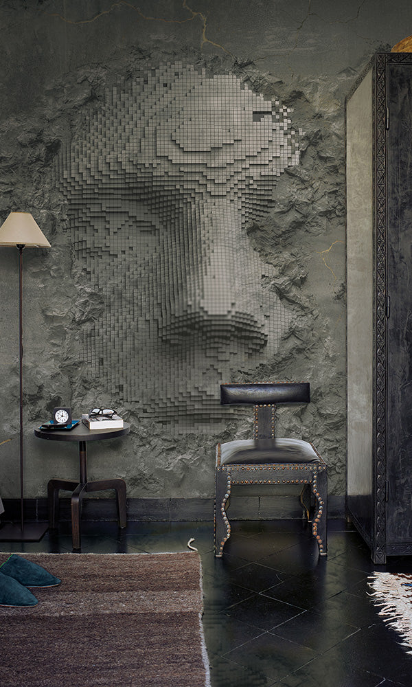 abstract faux face wallpaper mural