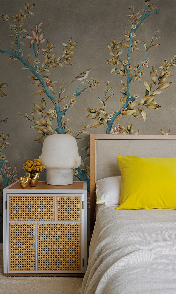 chinoiserie bedroom wallpaper mural