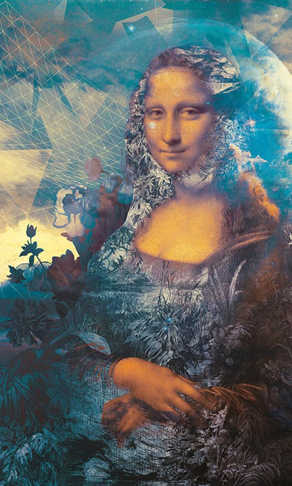 mona lisa abstract wallpaper mural