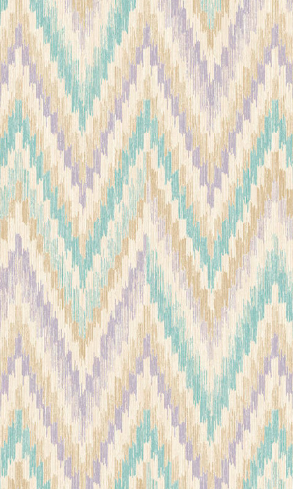 Metallic Static Zigzag Abstract Wallpaper Teal and Purple R4681