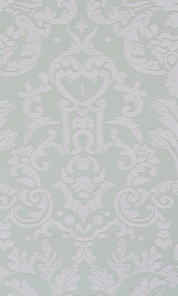 Mint Green Ornamental Traditional Wallpaper R2055