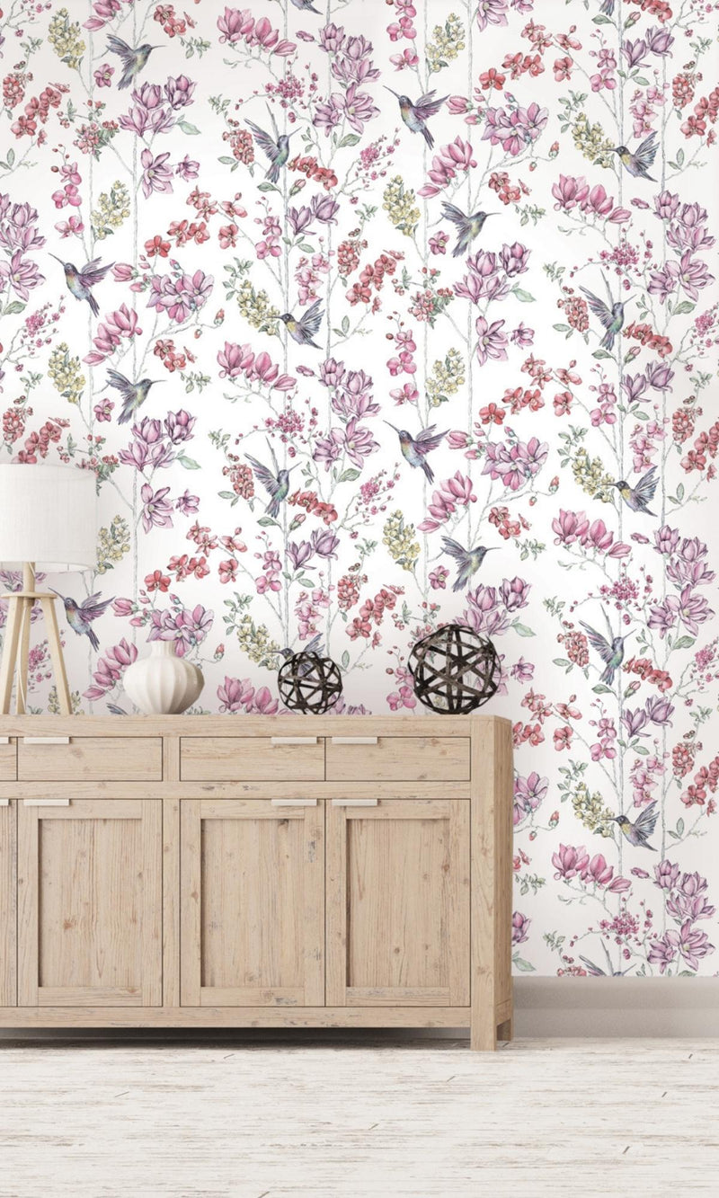 tropical floral birds wallpaper