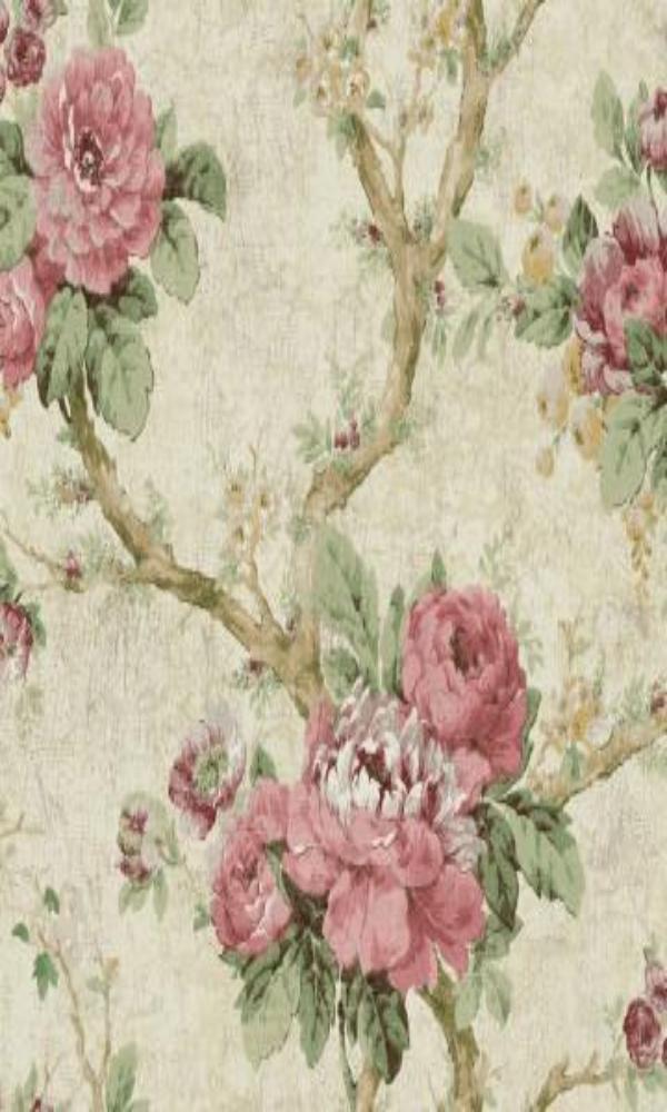 vintage floral wallpaper,Pink & White Floral Garden Wallpaper R4827 | Elegant Bedroom Interior