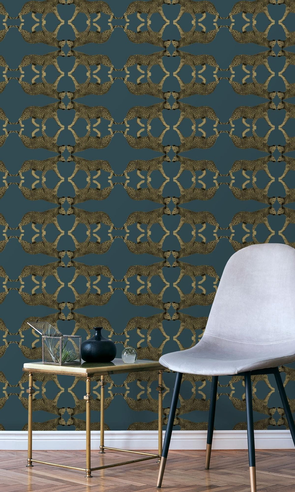 Teal Leopard Print Wallpaper R7925