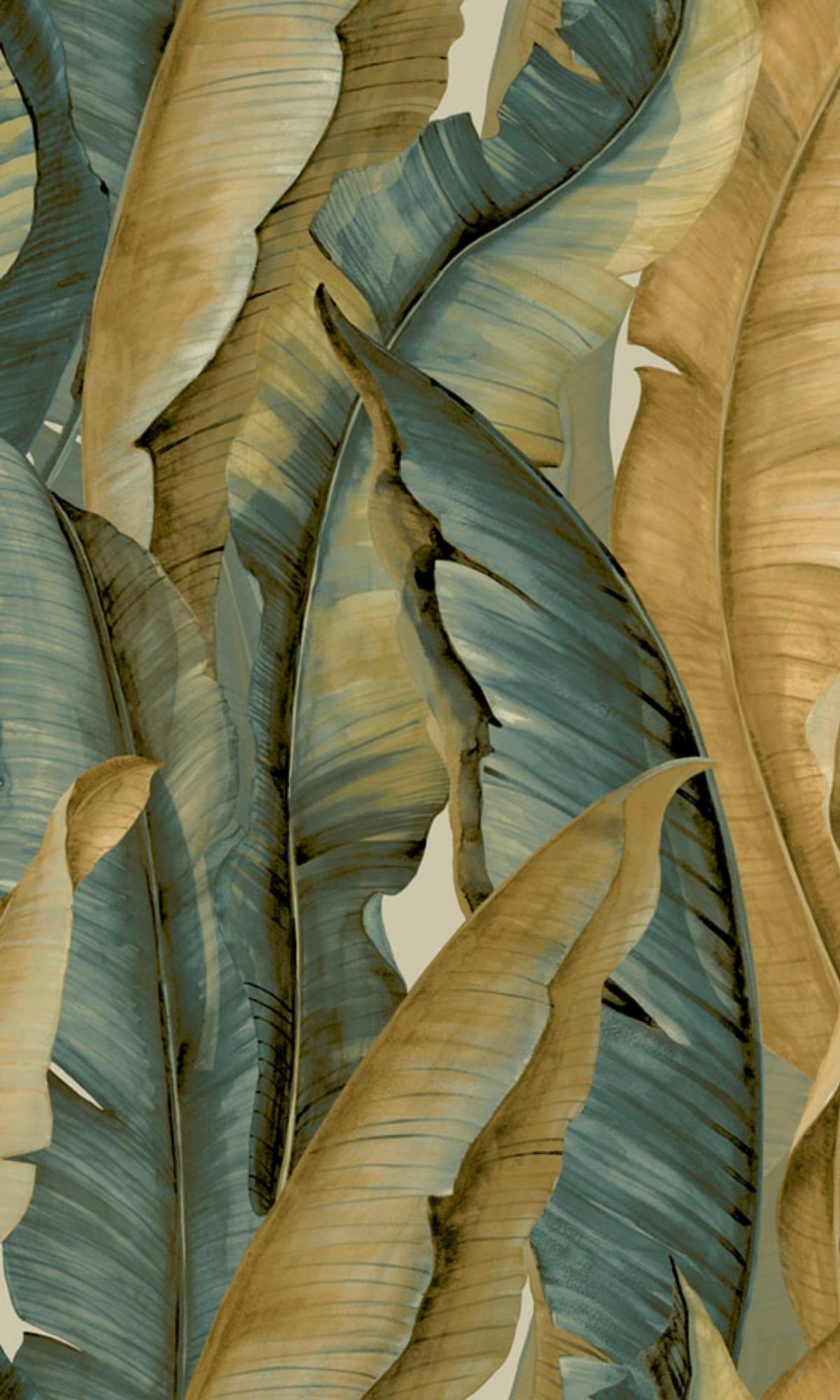Gold Banana Leaves Tropical Wallpaper R7932