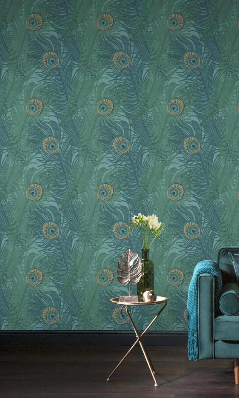 Emerald Bali Inspired Tropical Wallpaper R7936