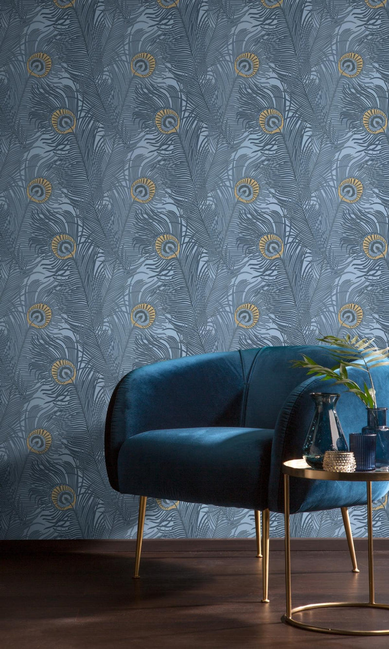 Blue Bali Inspired Tropical Wallpaper R7937