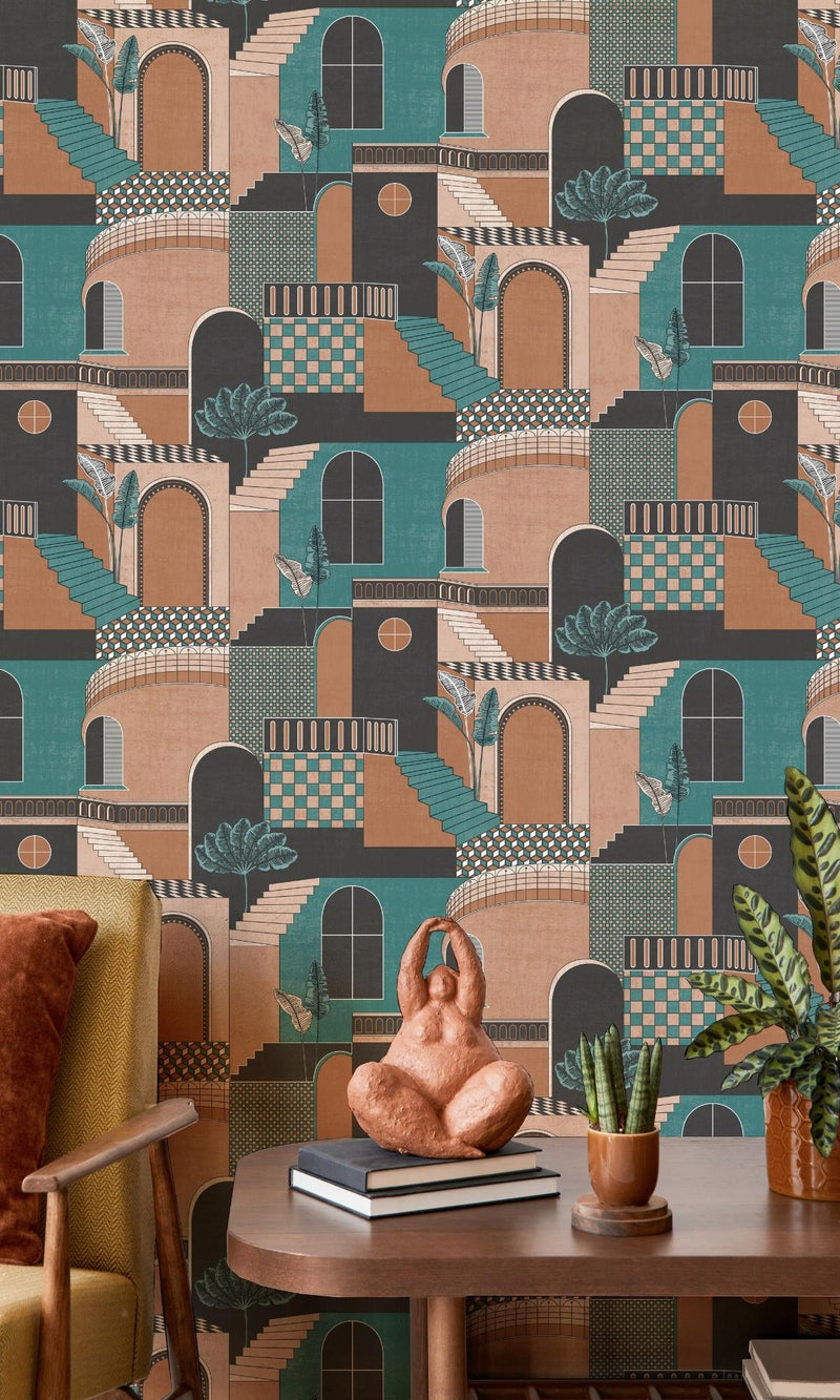 teal ancient wallpaper