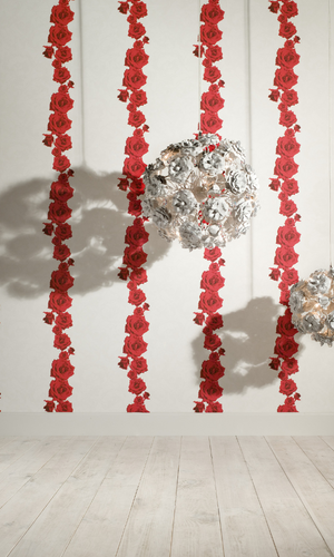Passion Red Contemporary Rose Wallpaper SR1764