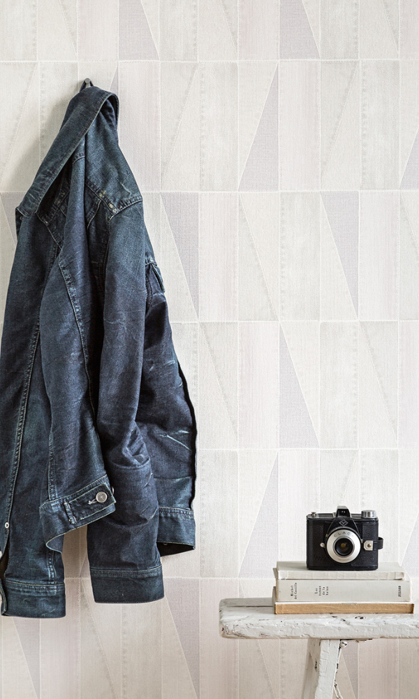 Pink and Beige Urban Denim Patch Wallpaper R4095