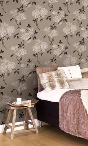Playful Grey Floral Wallpaper SR1573