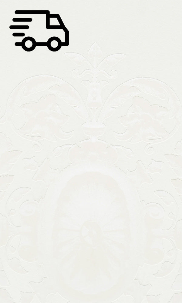Offwhite Upscale Damask - Medallion Print Wallpaper R1488